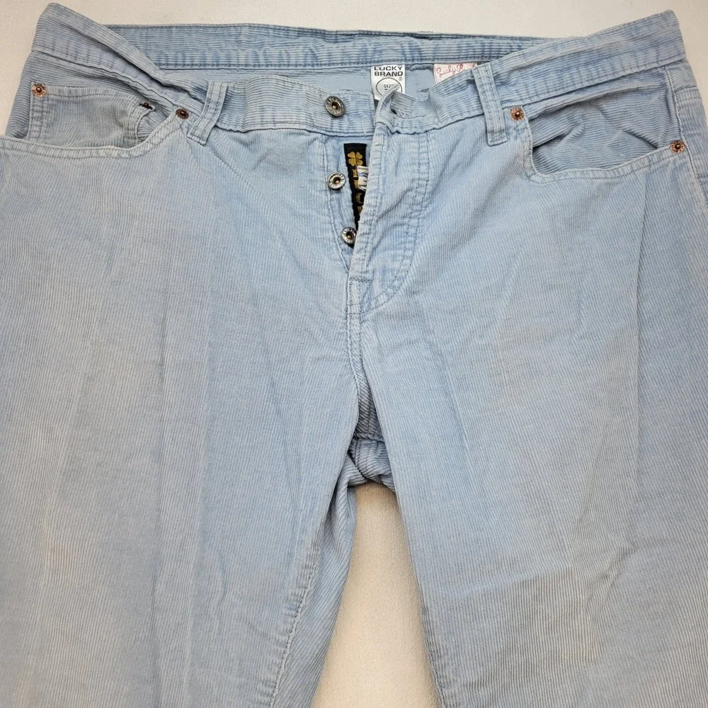 Lucky Brand Corduroy Pants Mens 36 Blue Casual Straight Leg Button Fly